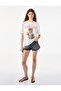 Chain Necklace Detailed Short Sleeve Crew Neck Cat Printed T-Shirt