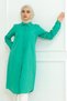 Women's Premium Extra Long Daily Green Polo Collar Hijab Shirt Dress