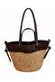 Polen Straw Shoulder Bag with Leather Detailing, Stylish Design, Large Size Beach and Daily Women's Bag - 6