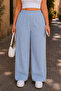 Women's Large Size High Waist Palazzo Pants Summer Thin Fabric Anti-Sweat Lycra C633-Ice Blue - 6