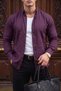 Men's Arturo Plum Colored Soft Textured Gabardine Look Long Sleeve Shirt