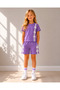 Girl's Short Sleeve Lace and Ribbon Detailed Shorts and T-Shirt Bottom-Top Two-Piece Set - 2
