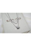 Kol471 Double Necklace Set with Shiny Cylinder End Chain Combination Silver Design Necklace