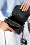 Women's Black Hand and Shoulder Bag with Chain Detail and Wallet - 2