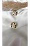 Women's Gold Color Pearlescent Round Earrings - 3