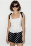 Women's White Black Embroidered Shoulder Tie Detailed Corset Look Blouse 4251 60286374 - 4