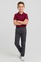 Boys' Burgundy Short Sleeve Polo Collar T-Shirt Smoked Ribbed Waist Canvas School Pants Bottom Top School Outfit
