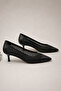 Women's Black Braided Pointed Toe Stiletto 5.5 cm Heel Comfortable Full Fit.