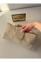 Women's White Pearl Embellished Bow Design Evening Dress Clutch Hand and Shoulder Bag - 2