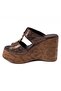D26Yt-1720 Platform Padded Leather Young Women's Slippers - 3