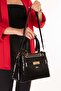 Women's Double Compartment Hand and Shoulder Bag Ald.4910 Black Croco - 2