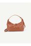 Women's Faux Leather Strap Shoulder Bag with Zipper and Rope Detail - 4