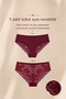 New Season Premium Large Size Lace Laser Tulle Detailed Stylish Brazilian Panties Burgundy 5-Pack - 2