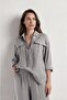 Gray Color Striped 100% Cotton Women's Shirt and Trouser Bottom-Top Set - 3