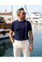 Men's Stripe Detailed Old Money Style Crew Neck Knitwear T-Shirt - 6