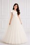 Girl's Ecru One-Shoulder Bow Detailed Puffy Tulle Princess Dress