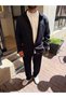 Summer Linen Wrinkled Fabric Long Sleeve Shirt 2-Piece Wrinkled Set - 2