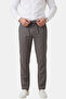 Anthracite Slim Fit Lycra Linen Textured Elastic Waist Drawstring Summer Men's Trousers 2603001 - 2