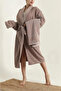 Partial Velvet 3 Piece Bathrobe Set - Bathrobe + Head Towel + Washcloth |   High Water Absorption |   Soft Textured - 2