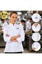 5 White Women's Chef Jackets with Your Logo - Gabardine Fabric Professional Chef Jacket