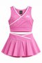 Girls' Swimsuit with Piping Detail, Zero Sleeve Top, Shorts and Skirt 26607 Light Pink - 2