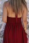 Burgundy Gold Buttoned Neck Tie Dress - 5
