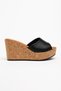 Black Genuine Leather Cork Coated Slippers Women's Shoes Moka - 3