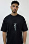 Spartan Savasci Design Printed Oversize Black T-Shirt