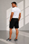 Men's Black Cotton Regular Fit Elastic Waist Drawstring Pocket Combed Cotton Fabric Shorts Rf0625 - 7