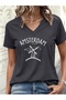 Women's Mix Printed V-Neck Sleeved Regular Fit Comfortable T-Shirt - 3