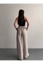 Women's Elastic Waist Lace-Up Linen-Look Loose-Leg Palazzo Trousers Casual Comfortable Summer Wear - 3
