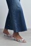 Promise Silver Patterned Pointed Toe Women's Thin Heeled Slippers - 3
