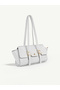 Leyna Women's Belt Buckle Detailed Rectangular Baguette Hand and Shoulder Bag