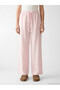 Pink Women's Linen Blend Trousers with Elastic Waist - 2