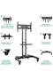 Mobile TV Cart TV Stand with Lockable Wheels for 32 to 70" Inch Plasma LCD LED Flat or Curved Screen TVs up to 100lbs - Height Adjustable - 5