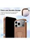 iPhone 17 Pro 5G 2025 Silicone TPU Card Holder with Hand Grip Case | Slim Shockproof Wallet Cover with Kickstand Strap, Durable Protective Back Pocket (MCHPSN) – Brown - 2