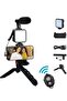Vlogging Kit- iPhone/Android Compatible Phone Video Kit with Tripod, Mount, LED Light, Microphone