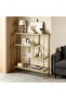 FFD Modern Gold Console Table with Glass Shelves, Entryway Storage Rack & Living Room Display Stand - 6