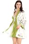 Special Design Satin Printed Floral Double Short Robe Nightgown Set - Ssssss1415-1 - 3