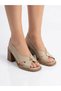 Genuine Leather Mink Heeled Women's Sandals - 8