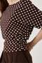 Women's brown ruched waist short sleeve blouse - 4