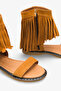Paloma Women's Genuine Leather Tassel Sandals - Tan Suede - 5