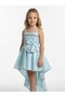 Girl's Stone Detailed Big Bow Tail Evening Dress - 6