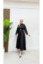 Women's Buttoned Buckle Belt Detailed Hijab Dress - 2