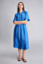 Regular Fit Shirt Collar Waist Gathered Short Sleeve Midi Dress H6196Ax26Hs - 4
