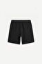 Regular Fit Elastic Tie Waist Straight Leg Black Shorts I4858Ax26Sm - 2