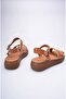 Tan Gold Detailed Genuine Leather Sandals Tr31My58F - 8