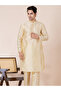 Mens Self Design Jacquard Silk Kurta Set - 6