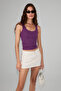 Lillesol Women's Ribbed Look Slim Fit Body-Fitting Round Neck Cotton Basic Purple Undershirt - 2