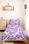 Purple Floral Modern Young Room Single Pique Set - Lilac White 160X220 cm Quilted Bedspread - 5